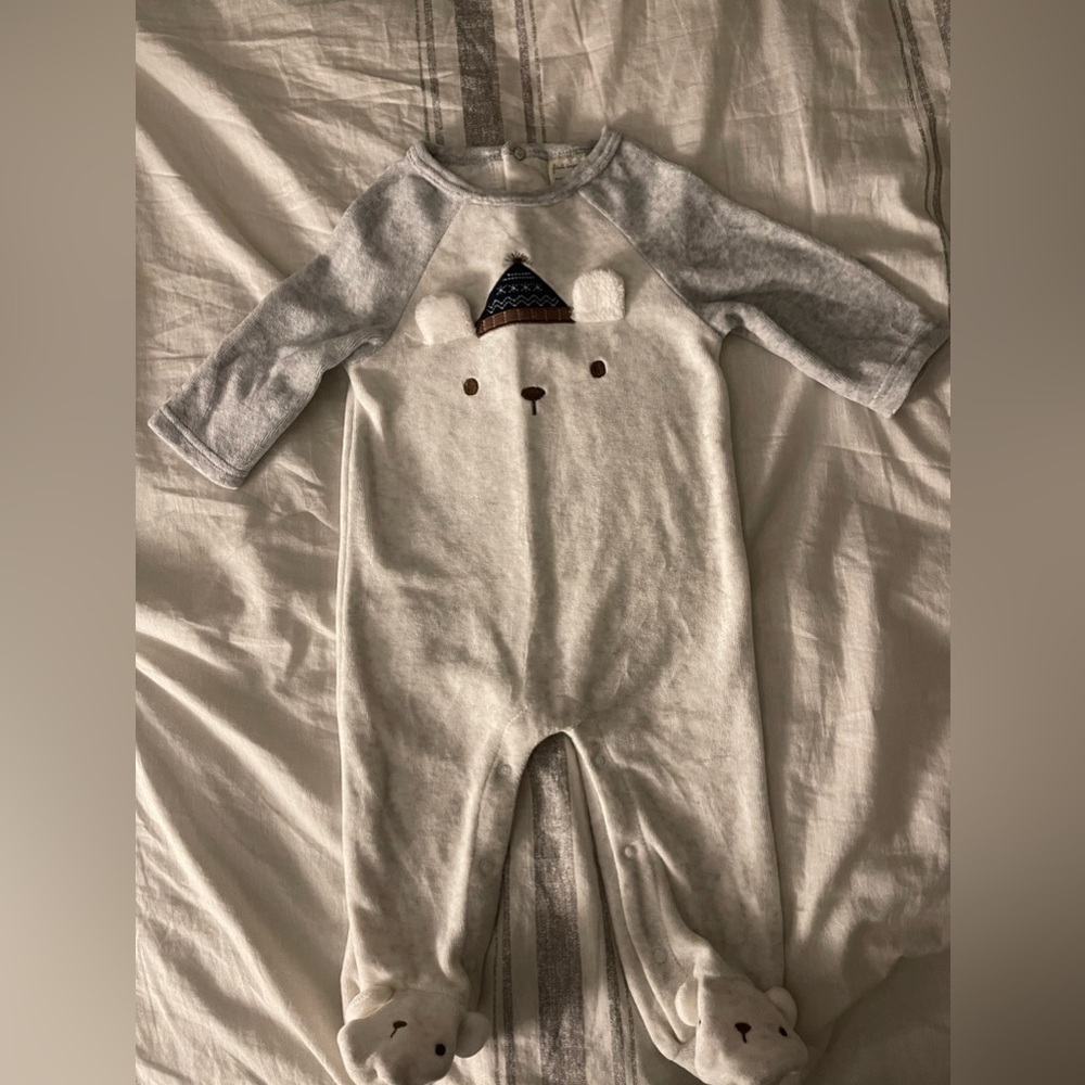 First Impressions | Fleece Winter Bear One Piece outfit | 3-6mo